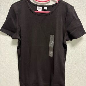 GAP Black Ribbed Short Sleeve Kids Tee